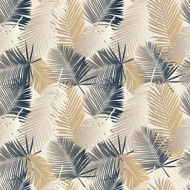 Tropical palm leaves, vector pattern. Jungle foliage illustration. Exotic plants. Summer beach flora