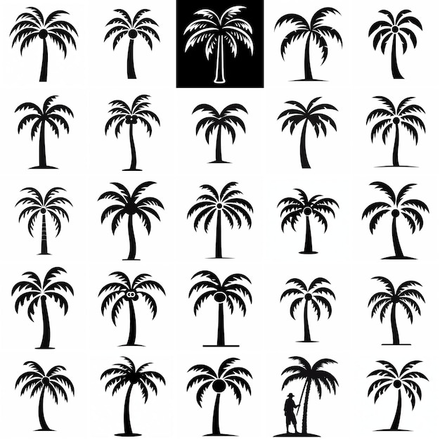 Tropical Palm Tree Icon Set for Various Applications