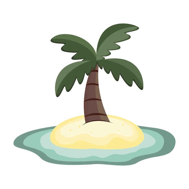 Tropical palm tree on the island among the sea on a white isolate