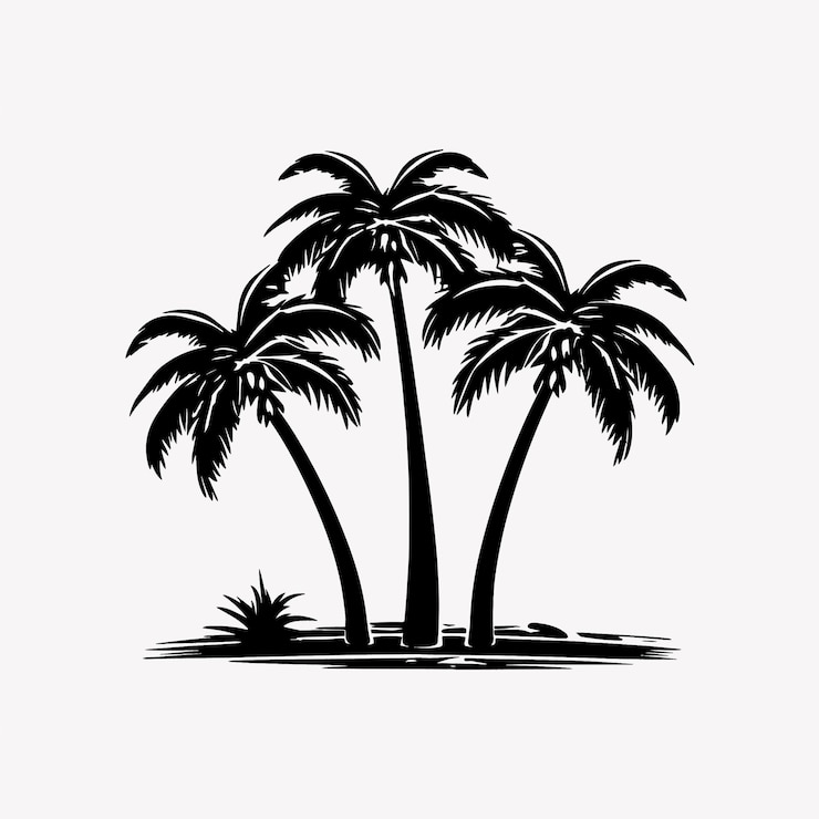 Vector tropical palm tree silhouette illustration