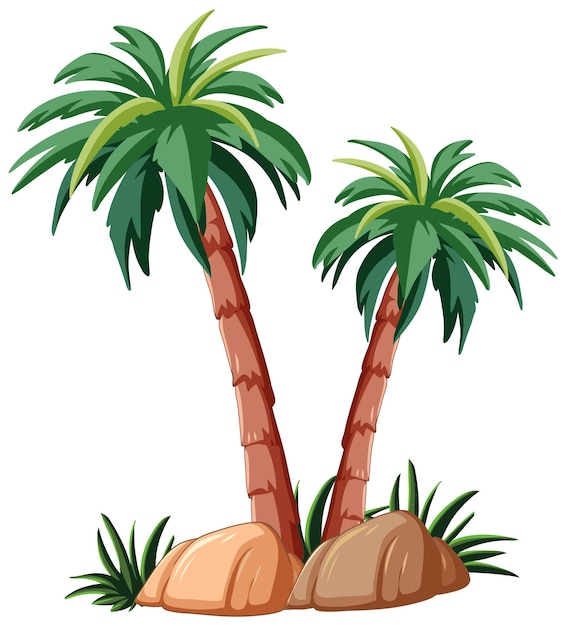 Vector tropical palm trees on isolated island