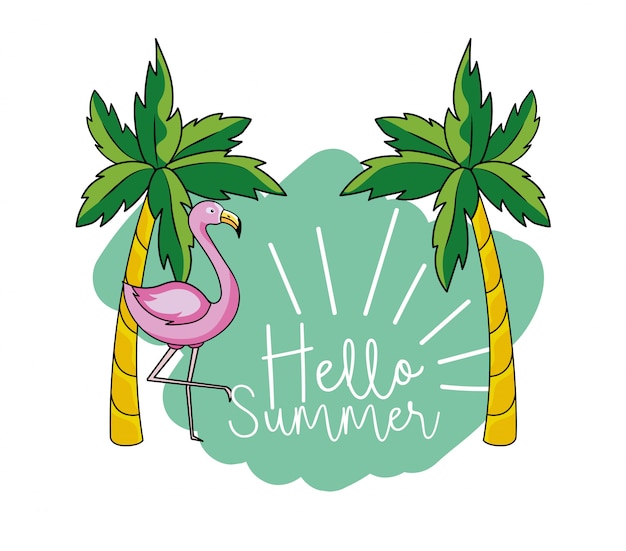 Vector tropical palms and flemish to summer vacation