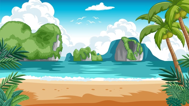 Vector tropical paradise beach landscape