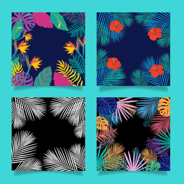 Vector tropical paradise template vector set