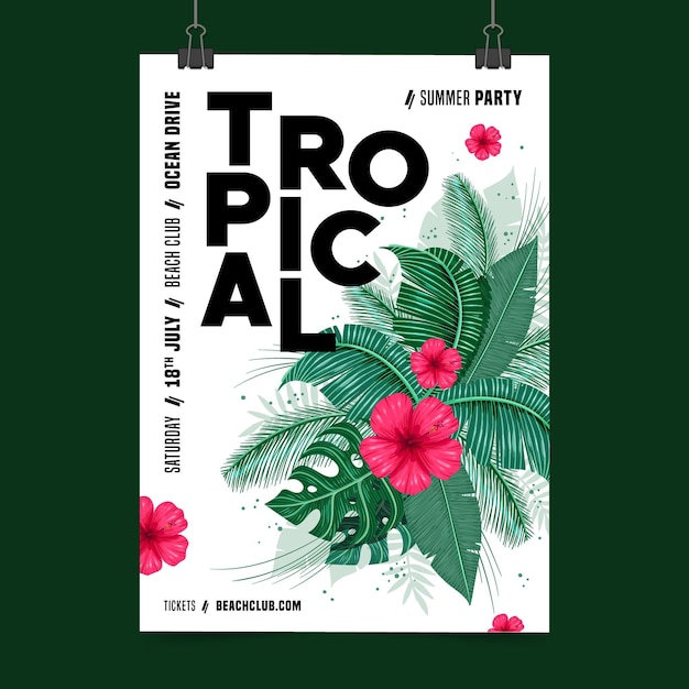 Vector tropical party poster design