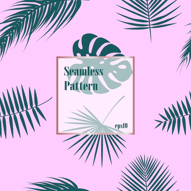 Tropical pattern seamless palm leaves 