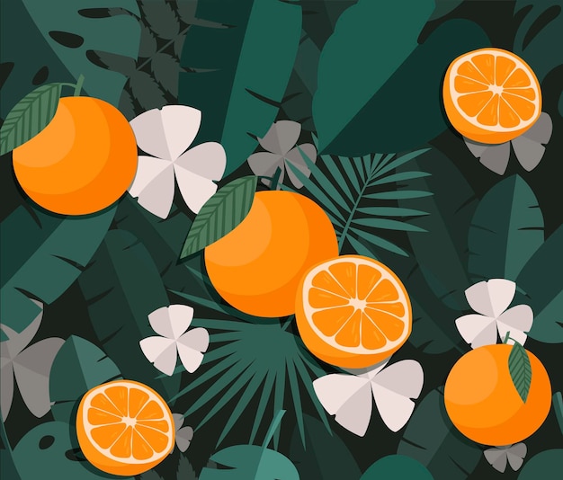 Tropical pattern with oranges