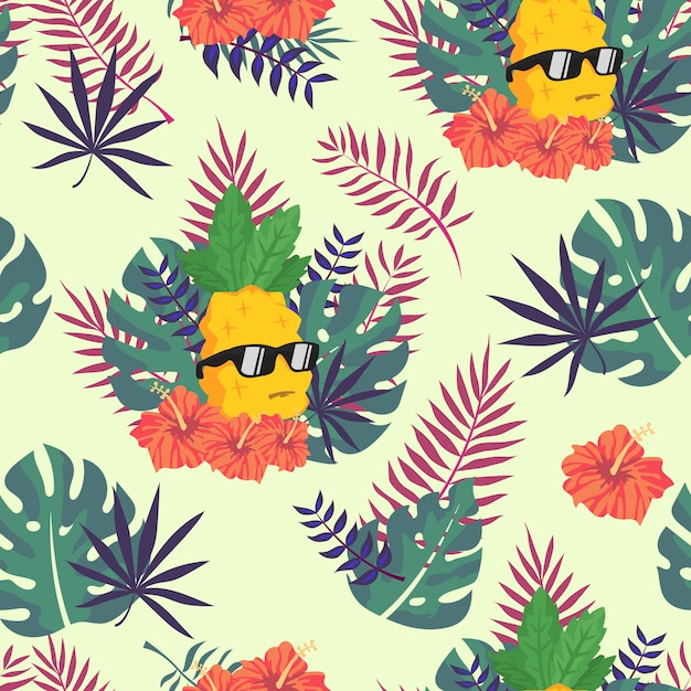 Tropical Pineapple Seamless Pattern for Wallpaper