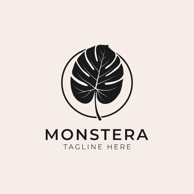 Vector tropical plant leaves logo. monstera leaves logo design. vector illustrations.