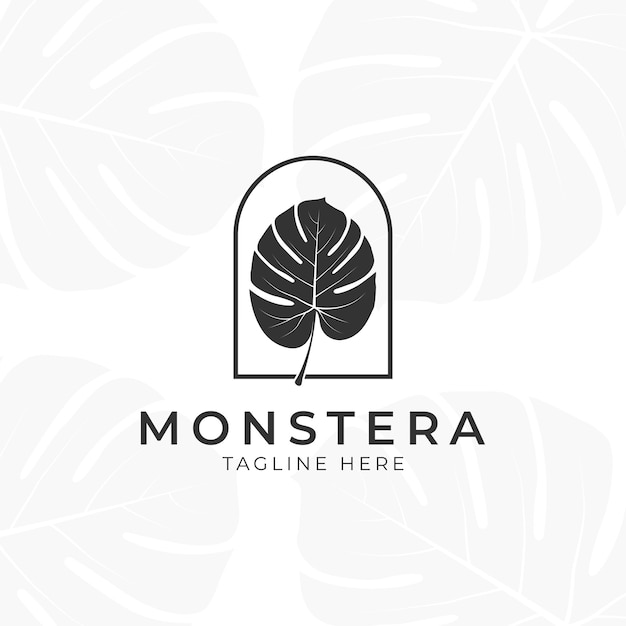 Tropical plant leaves logo. monstera leaves logo design. vector illustrations.