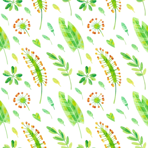 Vector tropical plants seamless pattern