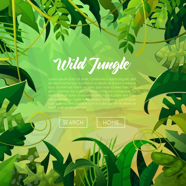 Vector tropical poster with jungle leaves