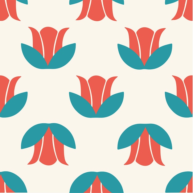 Tropical Red Flowers Pattern Background Social Media Post Floral Vector Illustration