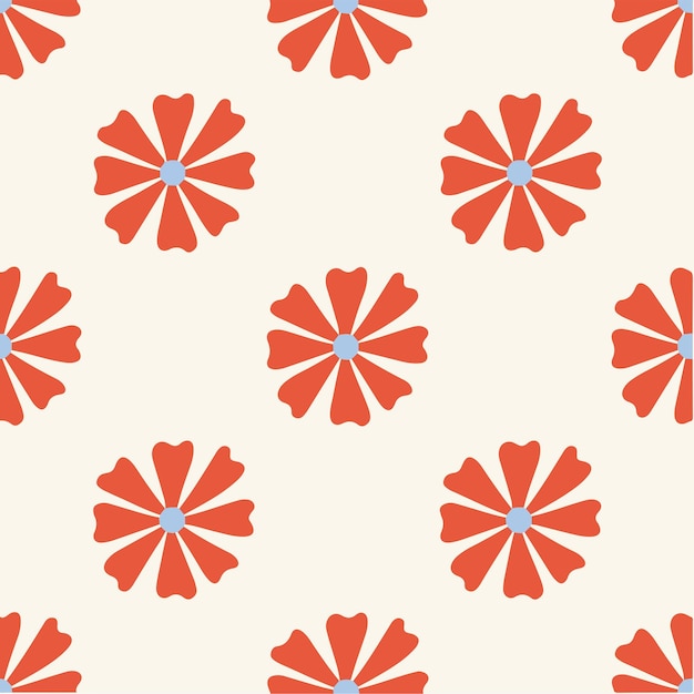 Tropical Red Flowers Pattern Background Social Media Post Floral Vector Illustration