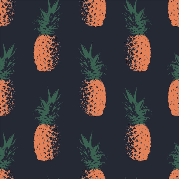 Tropical retro pineapple seamless pattern background