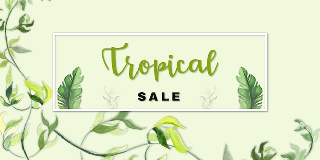 Tropical Sale Green White Background Professional Banner Multipurpose Design Free Vector