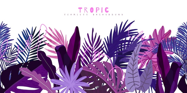 Vettore arte vettoriale disegnata a mano con bordo senza cuciture tropicale