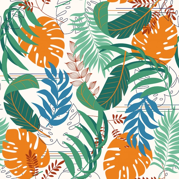 Tropical seamless pattern summer