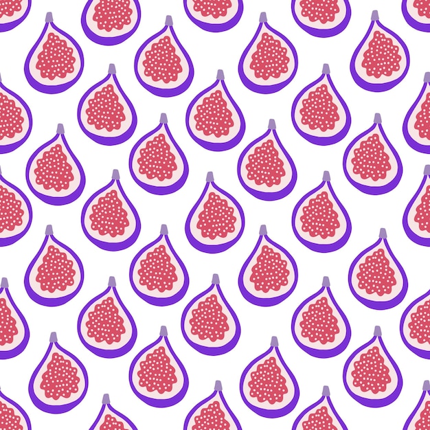 Tropical seamless pattern with fig fruit halves