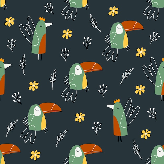 Tropical seamless pattern with floral elements. vector illustration.