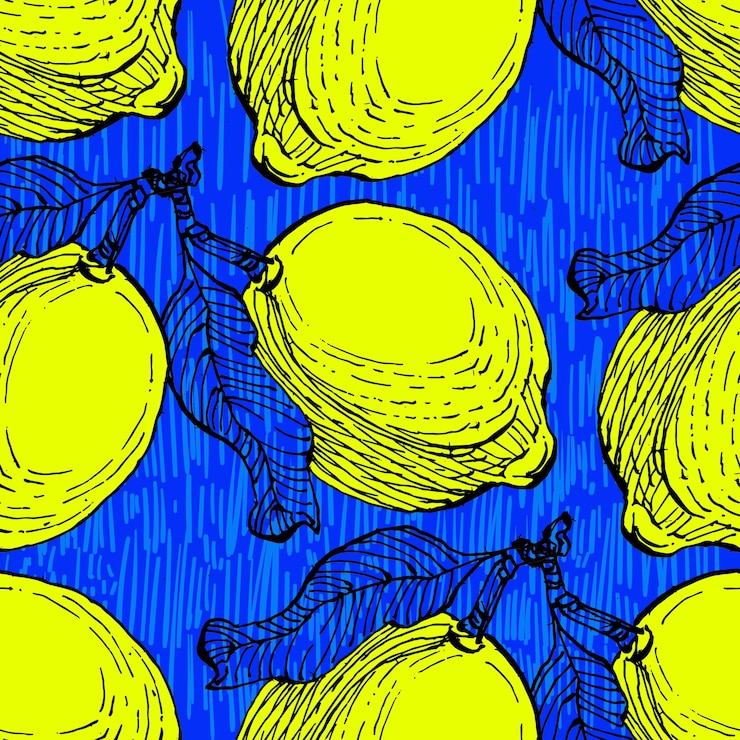 Vector tropical seamless pattern with lemons isolated on pink background design for textile wrapping paper wallpaper