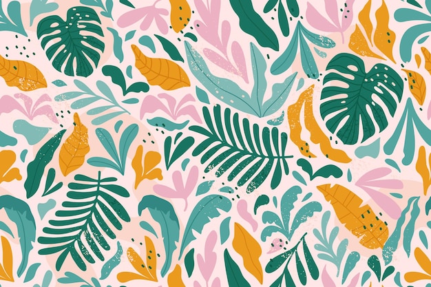 Tropical seamless pattern with monstera and exotic leaves.