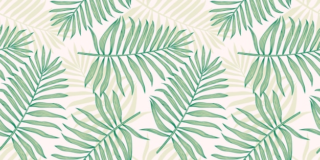 Tropical seamless pattern with palm leaves. 