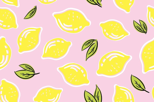 Tropical seamless pattern with yellow lemons Fruit repeated background Vector bright print for fabric or wallpaper