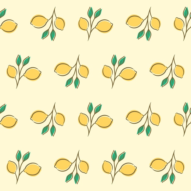 Tropical seamless pattern with yellow lemons. fruit repeated background