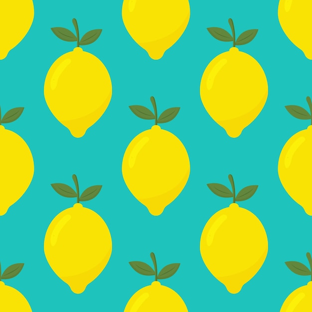 Tropical seamless pattern with yellow lemons