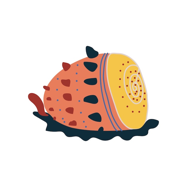 Vector tropical shell underwater colorful sea creature vector illustration on white background