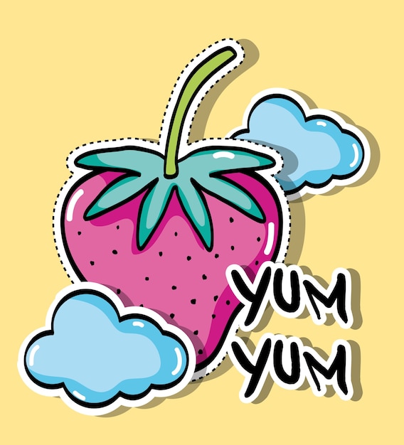 Tropical strawberry with cloud patches design 