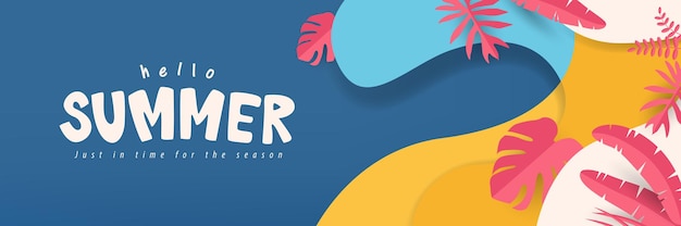 Banner di layout di sfondo estate tropicale