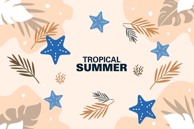 Tropical summer background with exotic leaves