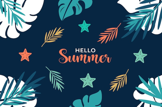 Tropical summer background with exotic palm leaves