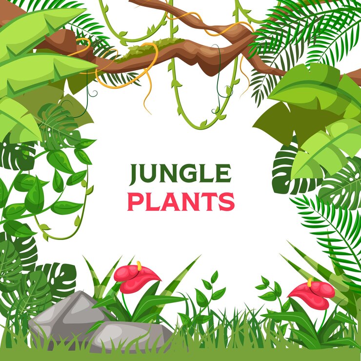 Vector ジャングル植物ベクトルと熱帯の夏の背景