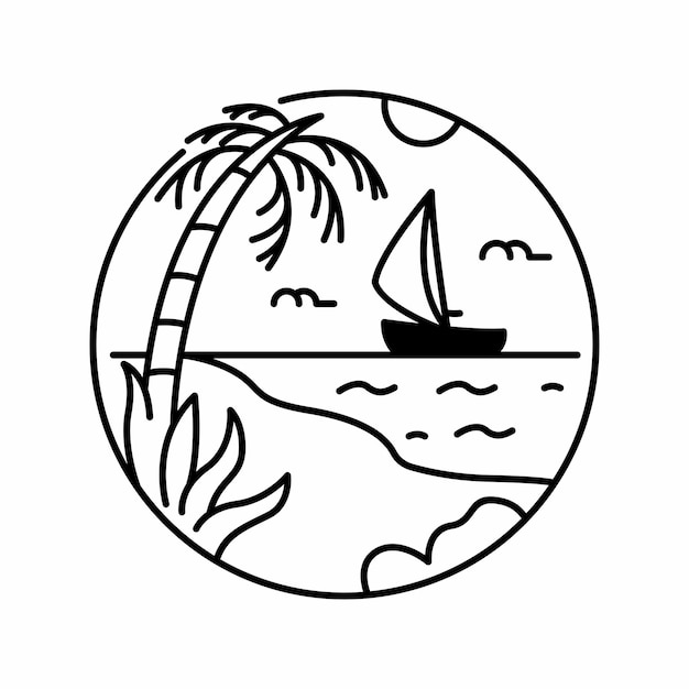 Vector tropical summer beach surfing logo vector 2