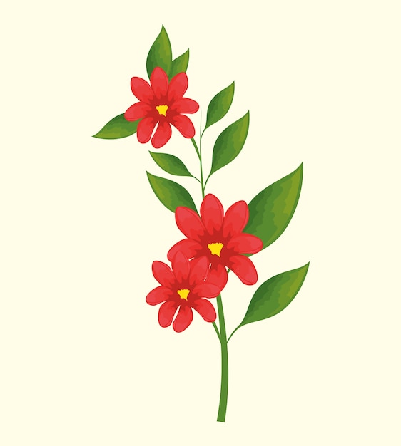 Vector tropical summer flowers decorative