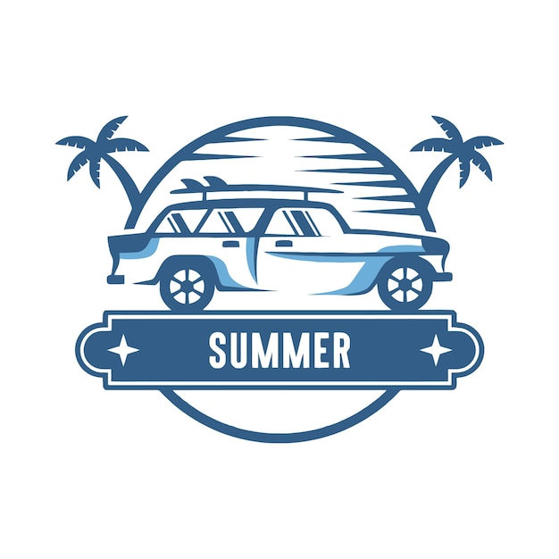 Дизайн логотипа тропического летнего острова логотип пальмы или дизайн логотипа шумера векторная иллюстрация
