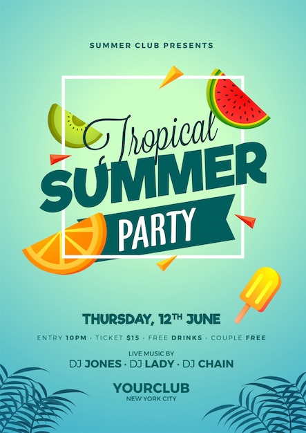 Vettore tropical summer party