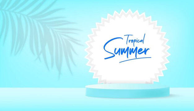 Vector tropical summer sale banner template with product podium