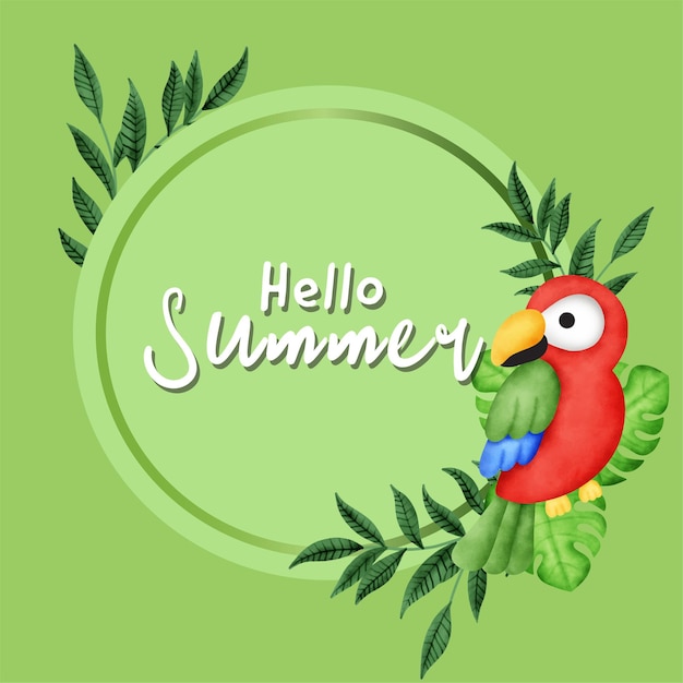 Tropical summer sale banner with parrot