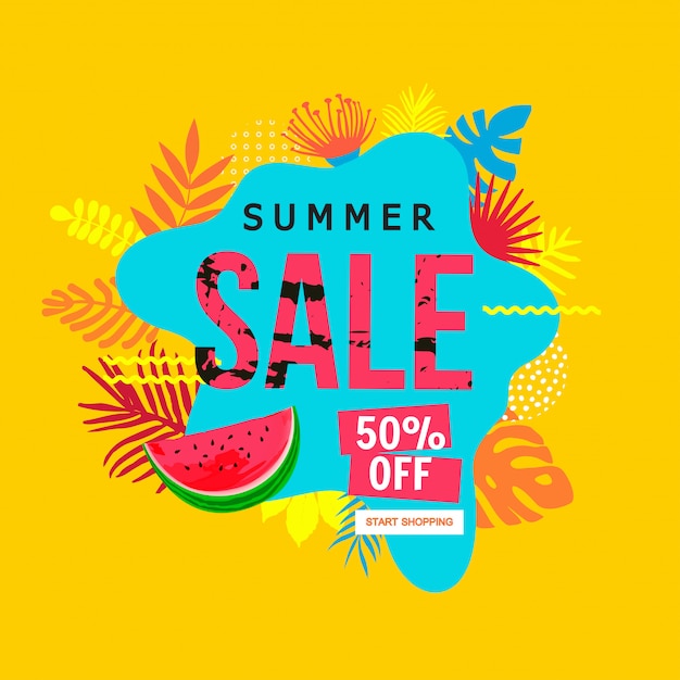 Tropical summer sale website banner