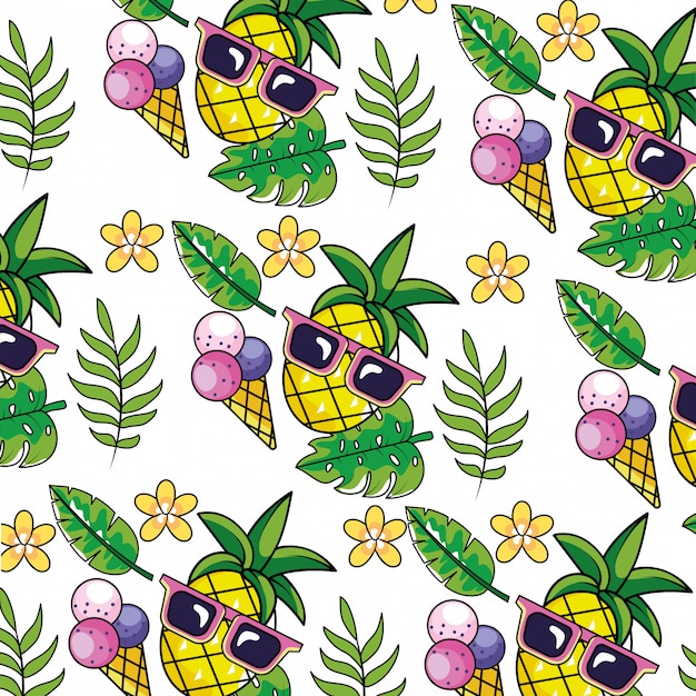 tropical summer semaless pattern cartoon