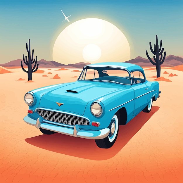 tropical summer time vacation car vector illustration with summer background