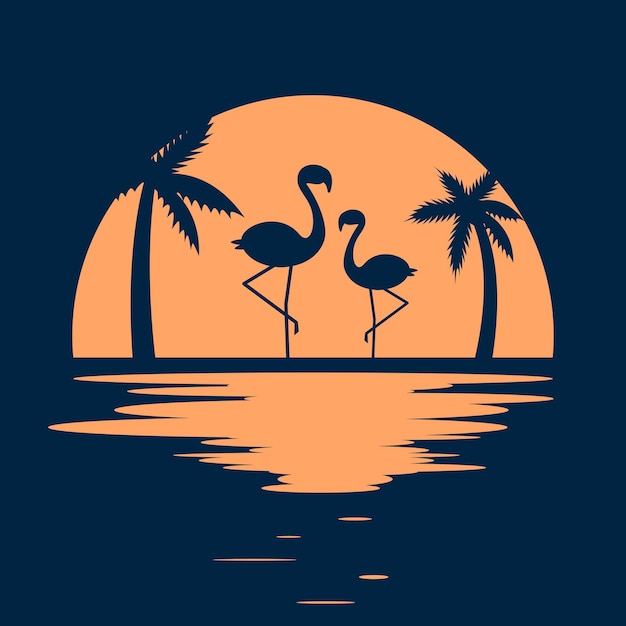 Tropical sunset illustration