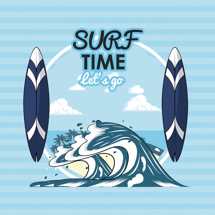 Vector tropical surfing lifestyle theme