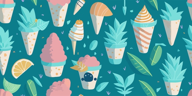 Vector tropical swirls capturing the essence of exotic ice cream in patterns