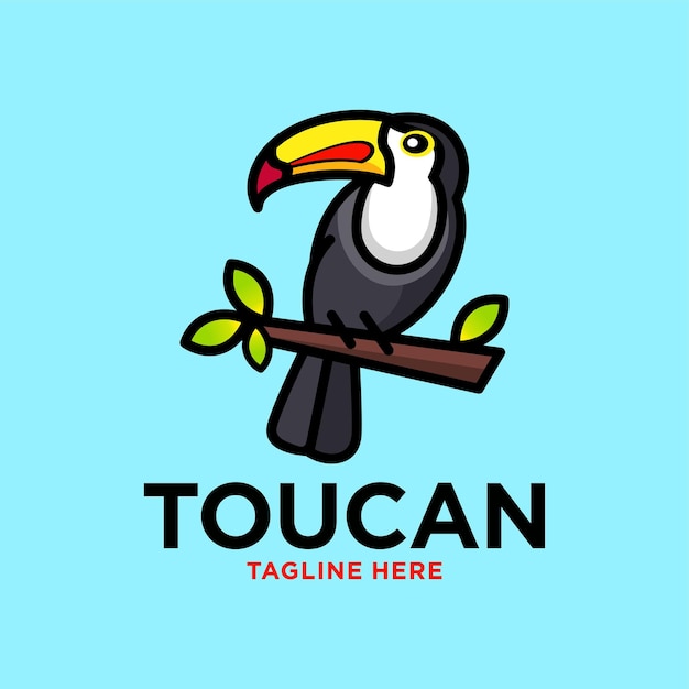 Vettore modello di logo della mascotte dell'uccello tucano tropicale