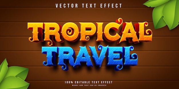 Tropical travel editable text effect